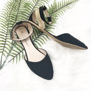 Love University Black and Gold Pointed Flats - 6